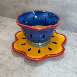 Susan Winget Garden Brights Blue Bowl‎ Plate Hostess Certified International